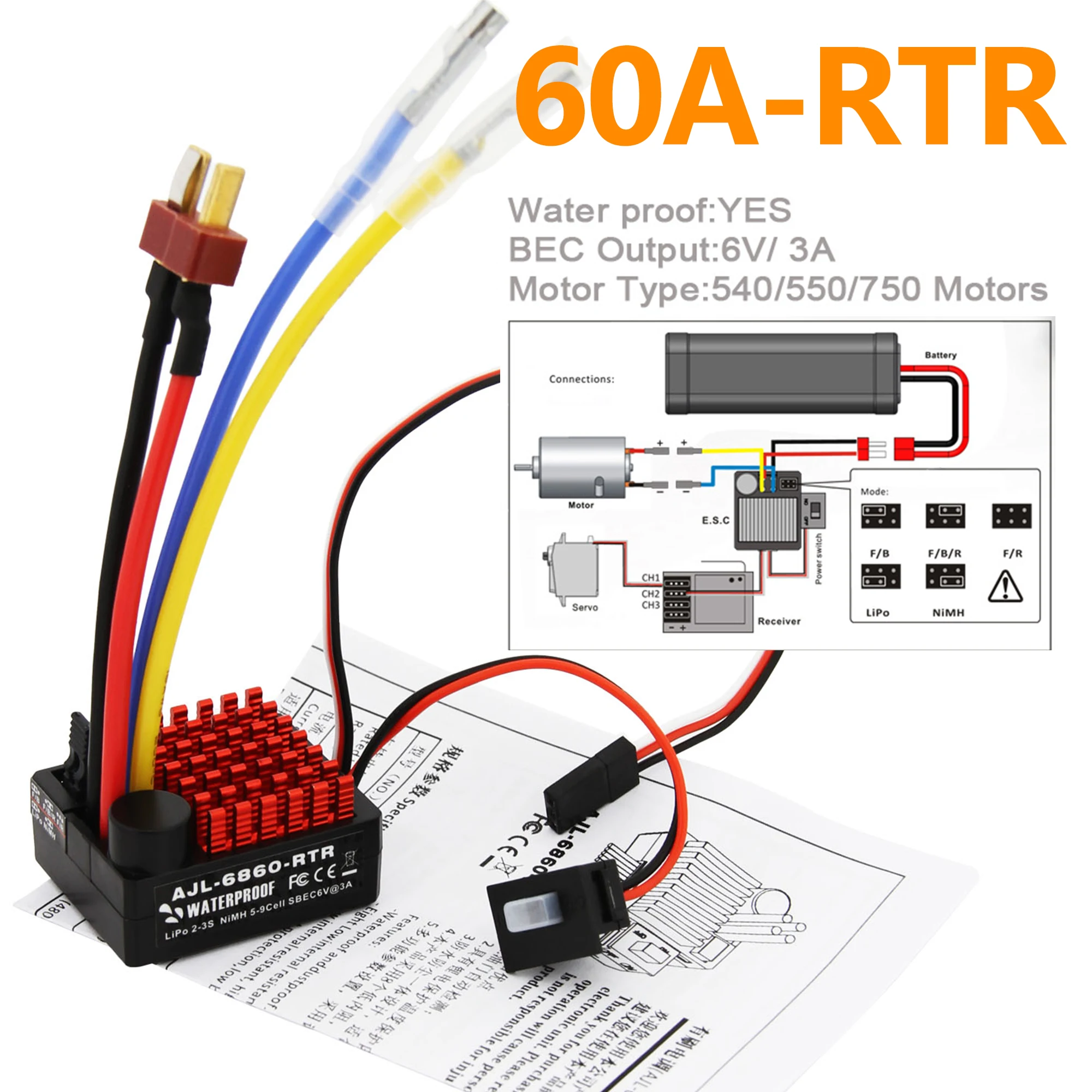 540/550/750 Motor Tahan Air 60 - Esc Waterproof 60A ulasan dan harga
